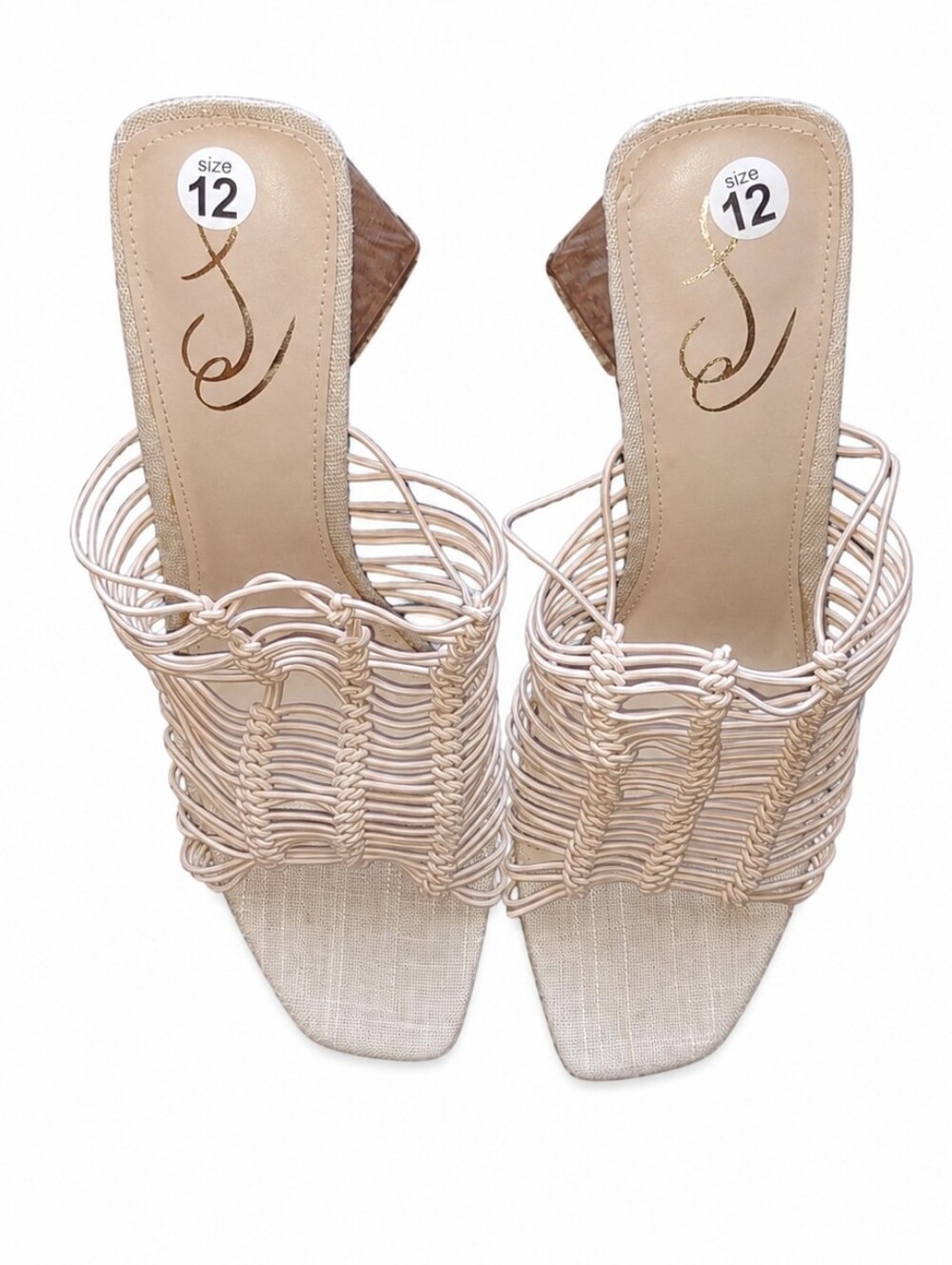 NEW RARE Size 12 Sam Edelman Laurette Woven Almond Mule Sandal Block Heel NWOB